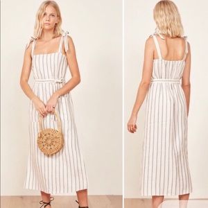 Reformation Linen Elliot Midi Dress Size Small
